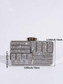 Túi xách cầm tay acrylic đính đá lấp lánh, kiểu dáng thanh lịch, thích hợp cho các buổi dạ hội, tiệc tùng và tiệc tối. - Bạc - Xem 5