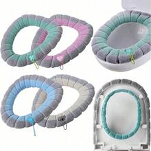 1pc Soft Knitted Toilet Seat Cover - Elastic, Warm And Comfortable, Available In Pink, Made Of Ultra-Soft Microfiber, Enhances Hygiene And Style, Fits Toilet Lid Closely, Soft Knitted Texture, Bathroom Decor Accessory, Bathroom Comfort Accessory, Snug Fitting Cover, Soft Knitted Material, Bathroom Decor Accessory - Green - View 4
