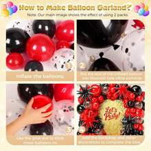 119 piezas Kit de arco de globos rojo y negro, incluye globos de estrella de papel de aluminio y globos de látex rojo y negro. Adecuado para fiestas de cumpleaños, aniversarios, reuniones, despedidas de soltero, ceremonias de graduación y diversas otras decoraciones de fiesta. - Multicolor - Ver 4
