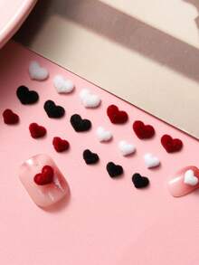 Bộ 20 món phụ kiện làm móng hình trái tim 3D nhung mùa đông dễ thương, tự làm móng hình trái tim nhỏ xinh cho ngày Valentine, trang trí móng tay. - Nhiều màu - Xem 7