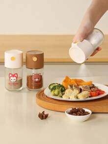 ALi Glass Salt And Pepper Bottle, Quantitative Seasoning Bottle, Clear Salt And Pepper Container With Lid, Glass Spice Jar, Kitchen Seasoning Rack, Salt Shaker, Removable Cleanup, Suitable For Travel, Camping, Picnic, Outdoor, Kitchen, Lunch Box