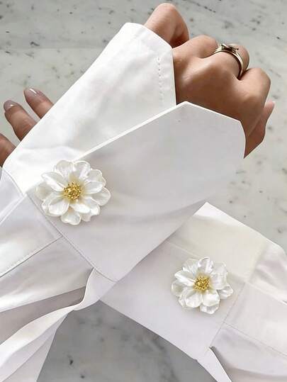 1 st manschettknappar med blommor, broschknappskydd för kvinnor, moderiktigt och exklusivt, kameliaklämma, slipsklämma, accessoarer för kvinnor, manschettknappskydd för kvinnor, lätt lyxig fest, temperamentskläder, lämplig för dagligt bruk, present till vän, present till älskare, familjepresent