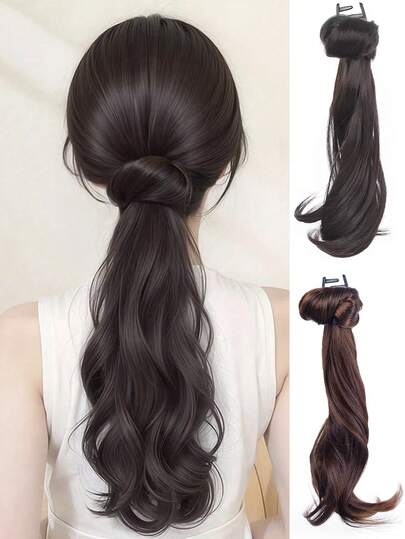 Ponytail Hair Clip, Natural Messy Bun Hairstyle Hair Accessory, Lazy Slightly Wavy Ponytail Wig Fashion Claw Clips Elegant Hair Claws Casual Hair Clutch Beauty Hair Jaw Clip