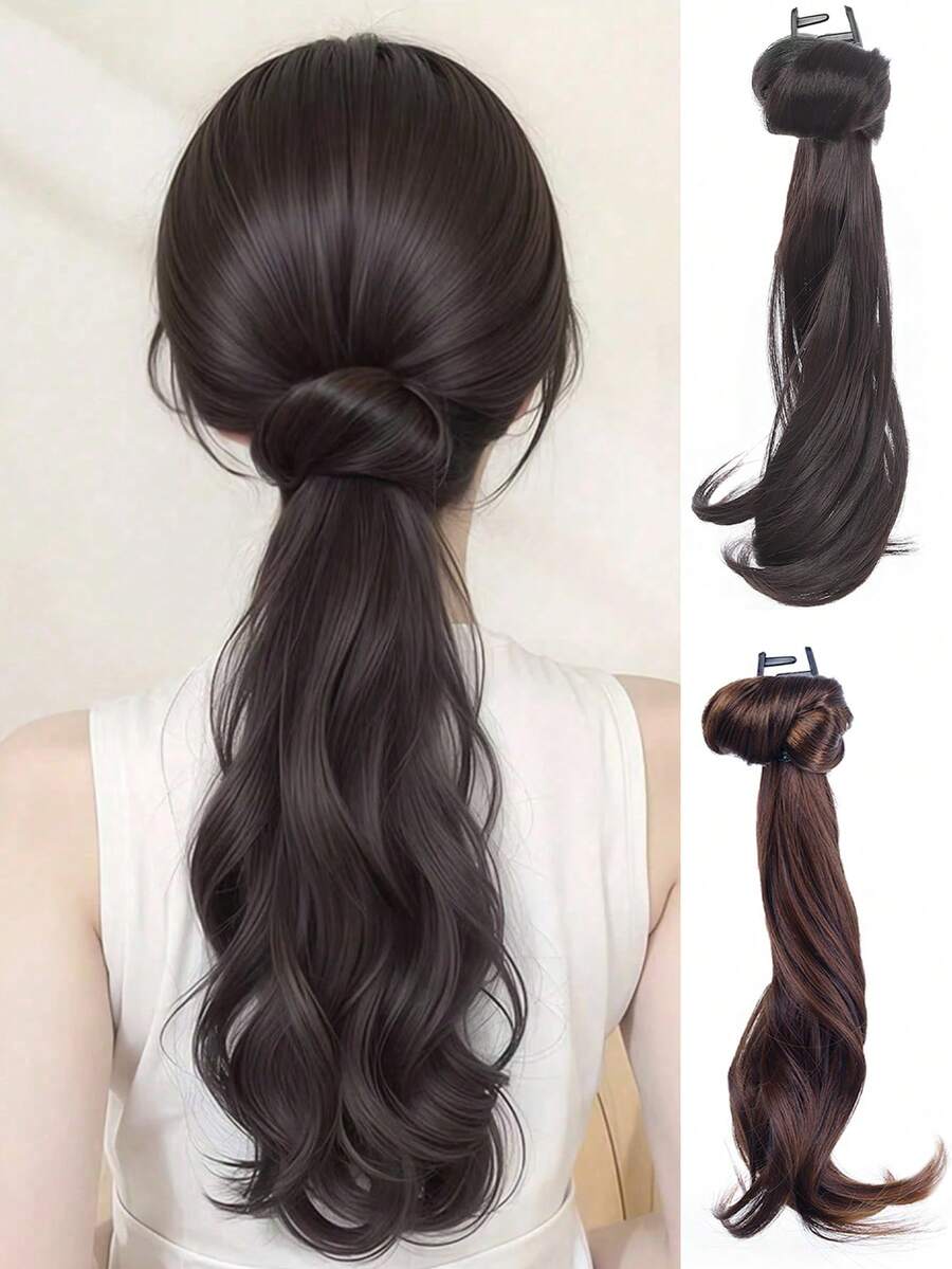 Ponytail Hair Clip, Natural Messy Bun Hairstyle Hair Accessory, Lazy Slightly Wavy Ponytail Wig Fashion Claw Clips Elegant Hair Claws Casual Hair Clutch Beauty Hair Jaw Clip