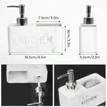 Dispensador de Jabon para CocinaDespachador de Jabon Liquido con Cepillo de Esponja Jaboneras para Cocina Baño y Fregadero Utensilios de Cocina Utiles Blanco - blanco - Ver 4