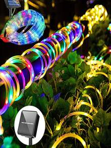 50/100/200颗LED太阳能灯串，IP65防水户外太阳能灯，8种灯光模式，适用于派对、花园、情人节装饰、蹦床、庭院、家居、节日、树木装饰，多种颜色可选 - 1PC - 查看 5