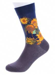 2/5/8 Pairs Random Fashionable Versstile Creative AB Asymmetrical High Top Socks With Cartoon Animal, Tool, And Character Patterns - Multicolor - View 5