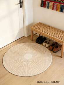 1pc Cream Striped Round Area Rug, Suitable For Bedroom, Living Room, Study, Wardrobe, Bedroom Carpet, Modern Home Decor, Decorative Rug, Bedroom Decor, Small Rug, Carpet, Home Decor, Living Room Carpet, Living Room Small Rug, Bedroom Carpet, Living Room Home Decor, Outdoor Rug, Washable Rug, Plush Rug, Thick Rug, Fluffy Rug, Autumn/Winter Rug - Multicolor - View 5