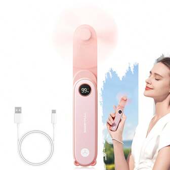 sweetfull 1 pieza Ventilador portátil de mano, batería recargable de 1500mAh, 2 velocidades ajustables, diseño de moda adecuado para hombres y mujeres, flujo de aire potente, excelente para viajes, exteriores, playa, vacaciones, traslados