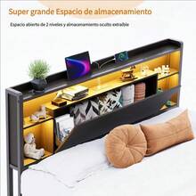 Base De Cama De Tamaño Matrimonial Con Estación De Carga - Negro - Ver 4