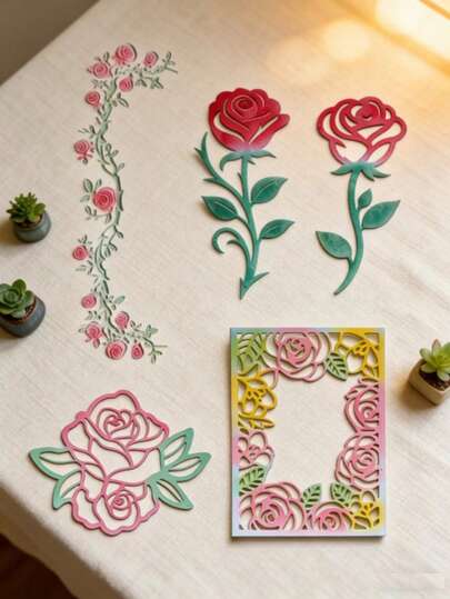 1 st. Roses Design-serie stansform, präglingsstans, lämplig för högtidsdekoration, scrapbookingpappershantverk, handgjorda gratulationskortstillverkning DIY, elegant scrapbooking, bröllop, födelsedag, alla hjärtans dag-kort, lämplig för handgjorda DIY-scrapböcker, inbjudningar och presenter.