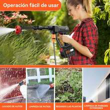 ACOVARK Hidrolavadora Inalámbrica Portátil con 2 Boquillas y Cañón de Espuma, Pistola para Hidrolavadora con Manguera de 5m, Alcance de 6-8 Metros, con Caja de Herramientas, para Pisos y Vehículos - 1 - Ver 3