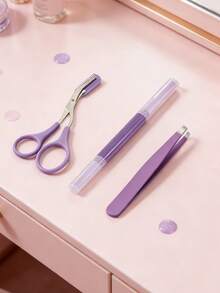 Eyebrow Scissors + Double-Headed Brow Trimmer + Tweezers 3 Pieces Set Beauty Tool Combo For Daily Eyebrow Shaping / Date Makeup Touch-Ups, Portable & Beginner-Friendly Beauty Tools - Multicolor - View 12