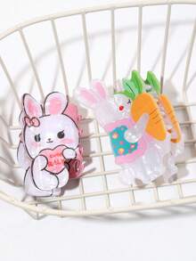 2个可爱胡萝卜爱心兔子亚克力发夹，优雅爪夹，适用于马尾辫、丸子头、休闲、约会、派对、节日、生日、情人节、复活节、感恩节、返校礼物 - 彩色 - 查看 10