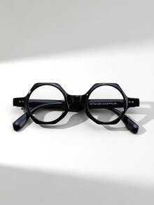 1 Pair Men's Polygon Small Frame Rivet Retro Punk Style Personalized Fashion Quality Non-Prescription Glasses - Clear - View 2