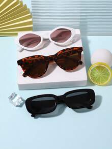 1 Set 3 PCS Boy's And Girl's 7-14Y Classic Round Square Lightweight Frame Fashion Glasses Casual Style For Holiday Activities And Daily Go Out With Glasses Box - Multicolor - View 6