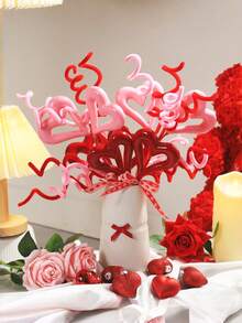 3支装心形浆果装饰签，DIY情人节礼物装饰，粉色心形浆果签搭配红色浆果，适用于情人节、婚礼、烛光晚餐、周年纪念日等场合。 - 彩色 - 查看 4