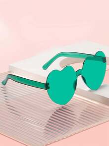 A Pair Of Heart-Shaped, Stylish, Transparent, Candy-Colored Rimless Glasses, Proms, Parties, Pool Parties, Beach Parties, Birthday Parties, Carnivals, Various Fun Events, Party Favors, Valentine's Day Decorations, And More. Available In Green, Pink, And Black. A Choice A Valentine's Day Or Party Decoration. - 粉色 - 查看 3