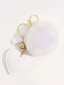 1pc Ladies' Rhinestone Inlaid Korean Velvet Solid Color Heart Shaped Keychain With Love & Pom Pom For Valentine's Day, Mother's Day, Wedding Souvenir Valentines Car Accessories Bag Charm Backpack For School Cute Goth Y2k Christmas Gift Ideas Bag Accessories Lanyards With Id Holder Car Accessories Bag Charms Car Accessories Teacher Friend Sister - màu đen - Xem 2