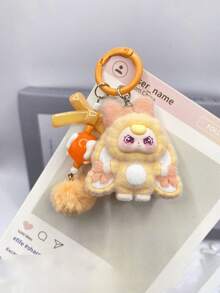 1pc Cute Cartoon 3D Flocked Keychain, Decorative Pendant Keychain, Cartoon Backpack Charm, Car Keychain, Bag Charm, Birthday Gift, Party Favor, Friend Gift, Cartoon Keychain, Small Pendant - Multicolor - View 9