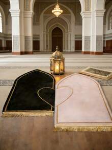 1件/2件套流苏情侣祈祷毯套装 – 穆斯林祈祷垫，心形设计，便携式流苏祈祷垫，祈祷垫，用于礼拜、祈祷、敬拜，伊斯兰婚礼礼物，适用于宗教场所和家庭敬拜，是宗教场所和家庭敬拜的理想之选