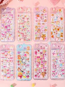 内含1张随机可爱小猫贴纸，3D立体泡泡贴纸，适合儿童和女孩。 - 彩色 - 查看 8