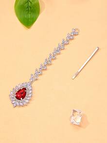 1 chiếc Maang Tikka hình giọt nước đính đá Zirconia, phụ kiện đội đầu truyền thống thanh lịch kiểu Âu và Mỹ. - bạc - Xem 4