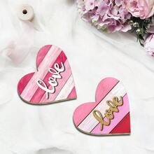 1 Stück rustikale Holz-Herzform Tischdekoration mit LOVE Design, geeignet für Zuhause, Büro, Café, Kamin, Wohnzimmer, Geschenk, Valentinstag Dekoration - Verschiedenfarbig - Übersicht 10