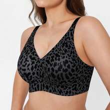 Popilush Seamless Wireless Leopard Print Jelly Bra - Adjustable Strapless Sexy V-Neck One-Piece Molded Cup Bra, Comfortable And Supportive Minimalist Fit Womenswear # Tiktokshopholidayhaul - Leopard - Brown - View 7