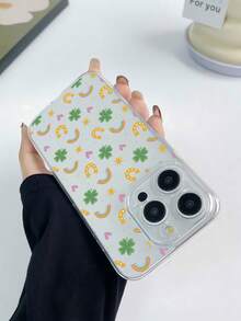 Funda para teléfono con diseño de corazones y trébol arcoíris de la suerte, compatible con iPhone 16, 15, 14 Pro Max, 13, 12, 11, XR y XS Plus. Fabricada en silicona TPU, ofrece protección contra golpes y caídas, además de una excelente sensación al tacto. Es el regalo ideal para familiares, amigos y seres queridos. - transparente - Ver 4