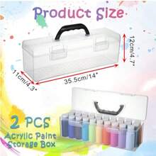 Caja grande de almacenamiento de pintura de plástico transparente con tapa de asa organizador de plástico para almacenamiento de pintura de manualidades 14 x 4.3 x 4.7 pulgadas - Claro - Ver 3