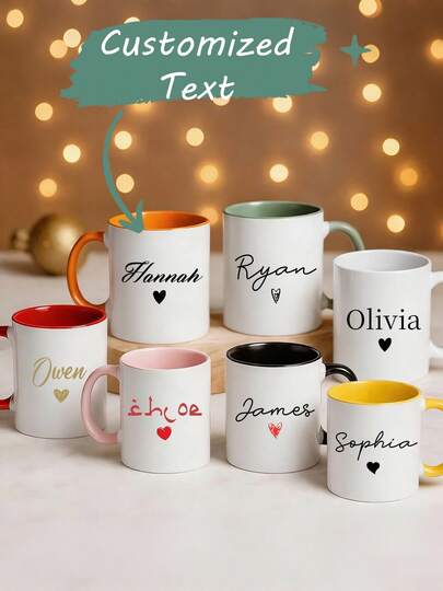 Personalized Coffee Mugs, Customized Water Bottles, Customized Ceramic Mugs, Name Customized Mugs, Couple Mugs, Anniversary Commemorative Mugs, Valentine's Day Gifts, Gifts For Family, Personalized Gifts For Women And Men, Available In Multiple Colors, Holiday Gifts, Mildew Resistant, Reusable, Exquisite And Cute, Modern And Minimalist Design
