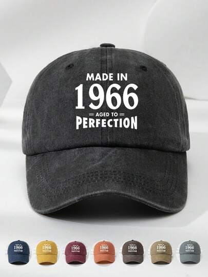 1pc Unisex Vintage 1966 Slogan Graphic Adjustable Baseball Cap, Black Multi-Color, Casual Outdoor Fashion Hat Suitable For Daily Wear, Travel, Beach, Fishing, Birthday Gift For 60th