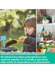 EstiloTendenciaJuego De 7 Piezas De Herramientas De JardineríA Para NiñOs, Todo En Uno Kit De Herramientas De JardineríA Duradero, Incluye Bolsa De Mano, Guante, Pava, Regadera, Pala, Rastrillo, TenedorCalidad PremiumVersióN Mejorada - 1 - Ver 2