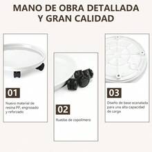 Carro para Plantas con Ruedas Base para Maceta móvil de plástico Base para jardinería con Bandeja de Agua Soporte para Plantas con Ruedas de Alta Resistencia. - MarrnBlanco - Ver 5