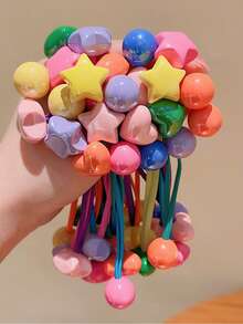 10/20/30pcs Girl Cute Hair Rope With Beads, Love, Flowers And Stars High Elasticity Double Leg Design Does Not Hurt Hair Daily Wear Ponytail Fixed Strap Sweet Accessories - Multicolor - View 15