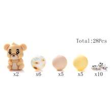 28件套手链项链制作硅胶珠套装，浣熊图案珠子配15毫米印花圆珠，DIY手工套装，笔，派对礼品 - 彩色 - 查看 7