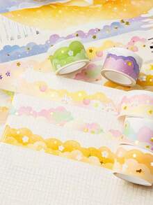 8张/套 梦幻云朵和纸胶带，剪贴簿贴纸，装饰边框，可爱风日记贴纸