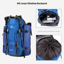 Bseash 60L Waterproof Hiking Camping Backpack With Rain Cover Large Outdoor Sport Travel Daypack Rucksack For Climbing - 藍色 - 查看 5