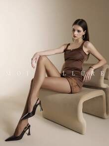 1pc Women Semi-Sheer Sexy Pantyhose, Suitable For Dates, Parties, Daily Wear - Brown - View 2