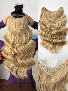 V-Clip Style Hair Extensions In Brown, Gold, Burgundy, Gradient Gray, Gradient Gold, 22 Inch Long Wave Heat-Resistant Fiber Synthetic Hair Pieces, Suitable For Women's Christmas, Halloween, Music Festivals, Parties, And Daily Use - Two-Tone - View 19