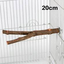 1 pieza/2 piezas Percha de madera de doble rama para raspar y morder para pájaros, adecuada para todas las estaciones - Marrón - Ver 5