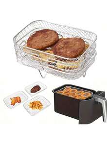 1/3 Layer Stainless Steel Air Fryer And Oven Accessories Set Outdoor BBQ Rack - Stackable, Suitable For Oven And Fryer Dishwasher , Perfect Choice For Healthy Holiday Baking - Multicolor - View 17