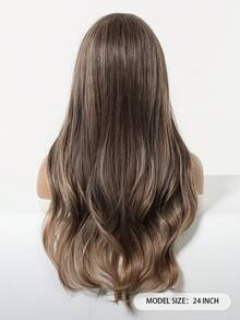 24-Inch Brown Middle Part Long Curly Golden Synthetic Heat-Resistant Fiber Wig, Women Wig, Suitable For Holidays, Parties And Daily Wear - Brown - View 7