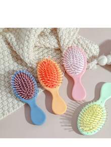1 Set Japanese Style Mini Hair Brush, With Plastic Edged Brush/Matte Resin Handle/Rubber Bristles, Massages & Styles Hair For Normal/Long Hair, Suitable For Women's Styling/Salon/Travel/Back To School/Vacation/Daily Use, Portable Professional Hairstyling Tool, Great Gift For Valentine's Day, Mother's Day, Graduation Season - Multicolor - View 5
