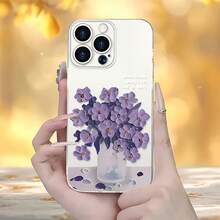 Funda para teléfono con diseño de jarrón de flores de lavanda, compatible con iPhone 16, 15, 14 Pro Max, 13, 12, 11, XR y XS Plus. Fabricada en silicona TPU, ofrece protección contra golpes y caídas, además de una excelente sensación al tacto. Es el regalo ideal para familiares, amigos y seres queridos. - transparente - Ver 3