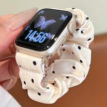2026NEWFashion Polka Dot Elastic Hairband Strap Compatible With Apple Watch 38mm, 40mm, 41mm, 42mm, 44mm, 45mm, 46mm, 49mm - High-Quality Sports Wristband For  Series Ultra SE S10, 9, 8 - 白點 - 查看 3