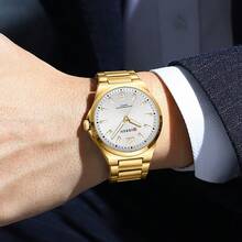 Đồng hồ nam CURREN chống nước, thời trang, máy quartz, dây đeo thép không gỉ, kim dạ quang, hiển thị ngày. - Nhiều màu - Xem 6