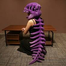 1pc Funny Dinosaur Skeleton Head Plush Doll, Realistic Dinosaur Bone Skeleton Model Head Hat Mask, Role Play Costume Prop For Kids & Adults, Halloween & Christmas Gift