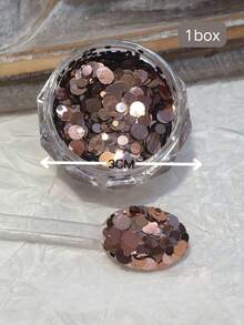 1盒秋季推荐美甲亮片，棕色、金色、粉色圆形混合尺寸，超闪亮美甲亮片，美甲配件，闪光美甲，魅力美甲用品 - 彩色 - 查看 7